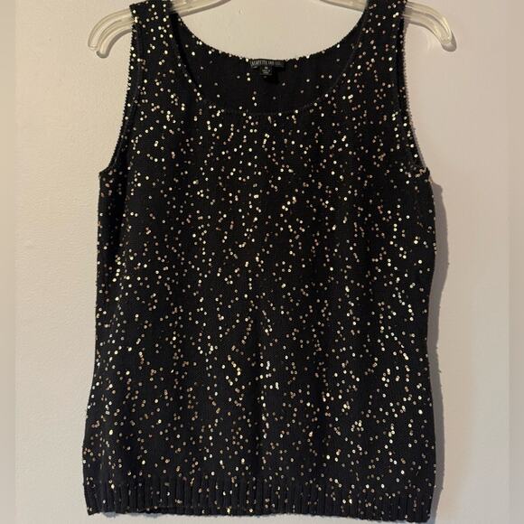 Lafayette 148 New York Black and Gold Tank Top size medium - Picture 1 of 5